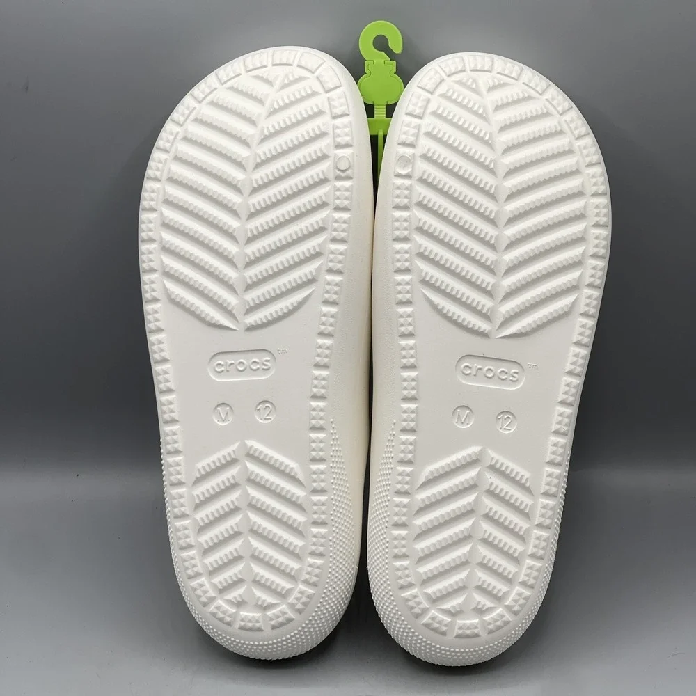 Crocs Men's 12 White‎ Slides Lightweight Classic Sandals V2 Sports Open Toe